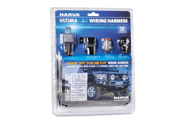 Ultima LED Driving Light Harness - Mick Tighe 4x4 & Outdoor - Narva - 74403 - Ultima LED Driving Light Harness