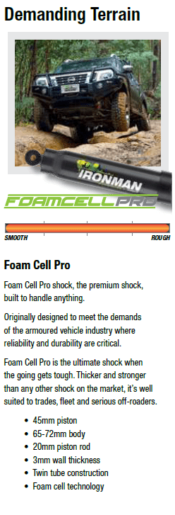 Shock Absorber - Foam Cell Pro Extra Long - Professional to suit Toyota Hilux Vigo 3/2005 - 9/2011 - Mick Tighe 4x4 & Outdoor-Ironman 4x4-45081FEP--Shock Absorber - Foam Cell Pro Extra Long - Professional to suit Toyota Hilux Vigo 3/2005 - 9/2011